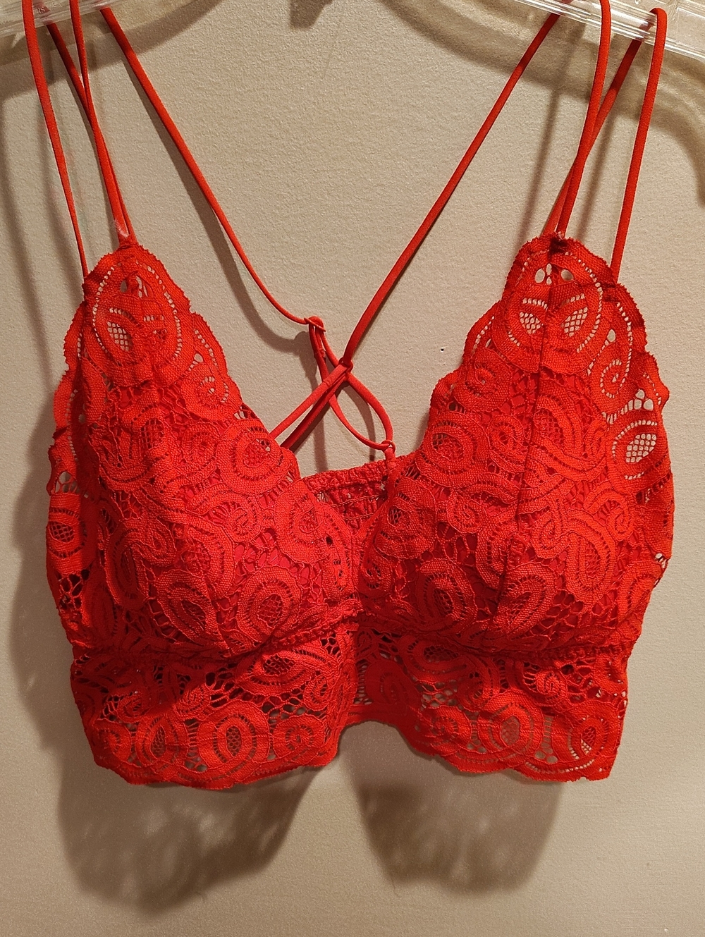 PINK Victoria's Secret Y2K Size L Red Lace Bralette with Strappy Back WM&V
